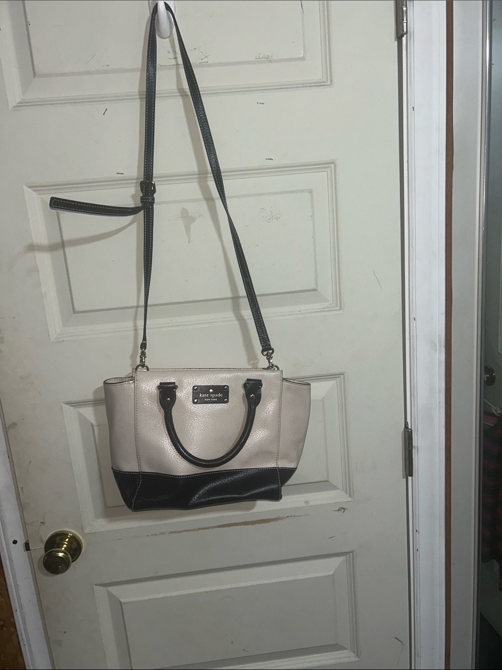 kate spade Cream and Black Two-Tone Leather Satchel